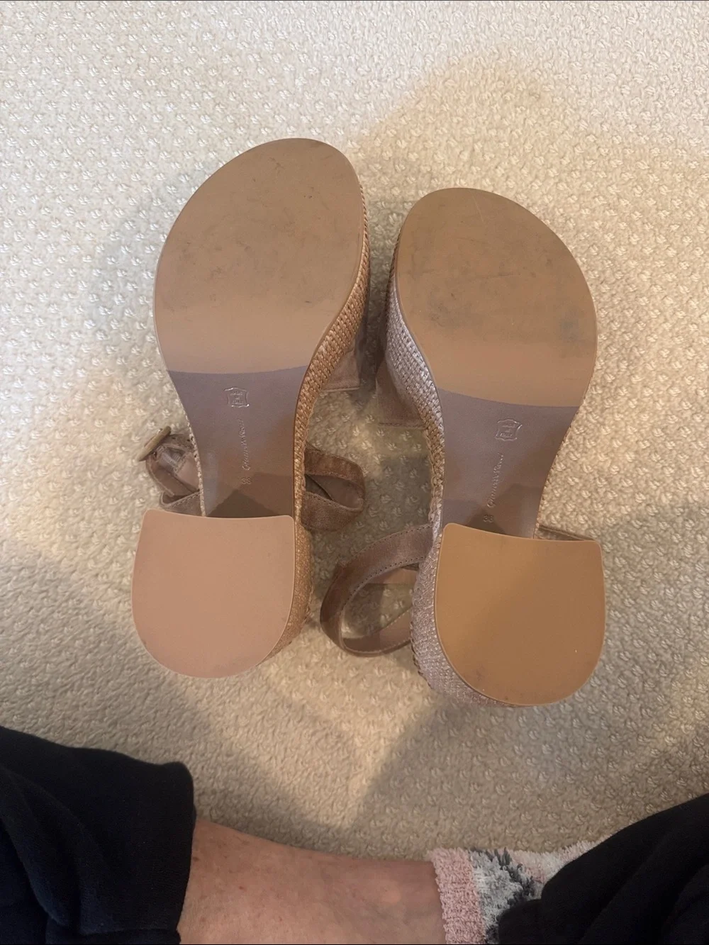 Gianvito Rossi Taupe Suede Woven Platform Sandals